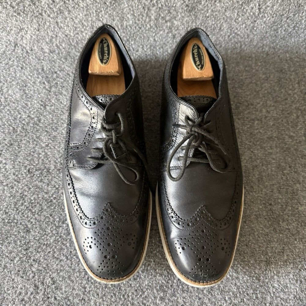 Cole Haan Black Leather Wingtip Oxfords Mens 12M Casual Brogue Dress Shoes